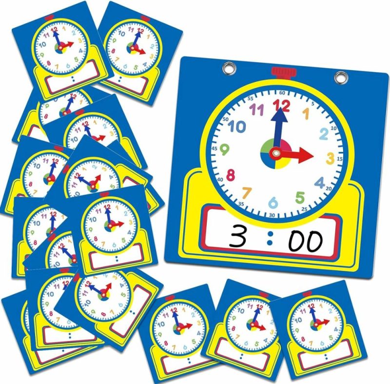 Insegnamento Orologi | 25 Pz Kit Orologio Didattico  Orologi di Pratica Orologi per Bambini per Imparare l’Ora con Superficie Cancellabile per Scuola Domestica Aule Forniture (Stile Carino)