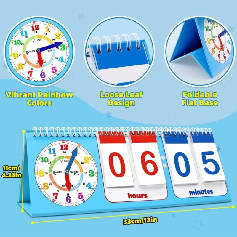 Insegnamento Orologi | Materiale didattico a flip chart a orologio, analogico e digitale, per insegnare l’orologio ai bambini. Attrezzi matematici per le classi 1° e 2°, forniture per la scuola familiare, attività di apprendimento per la materna e la scuola dell’infanzia, giochi educativi.