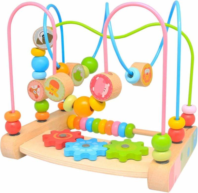 Labirinto di perle | Bead Maze per Bambini 6-12 Mesi, Abaco Educativo in Legno con Perline a Cerchio, Gioco di Attività a Carrozzone Colorato, Regalo Ideale per Bambini e Bambine Ragazzi e Bambine