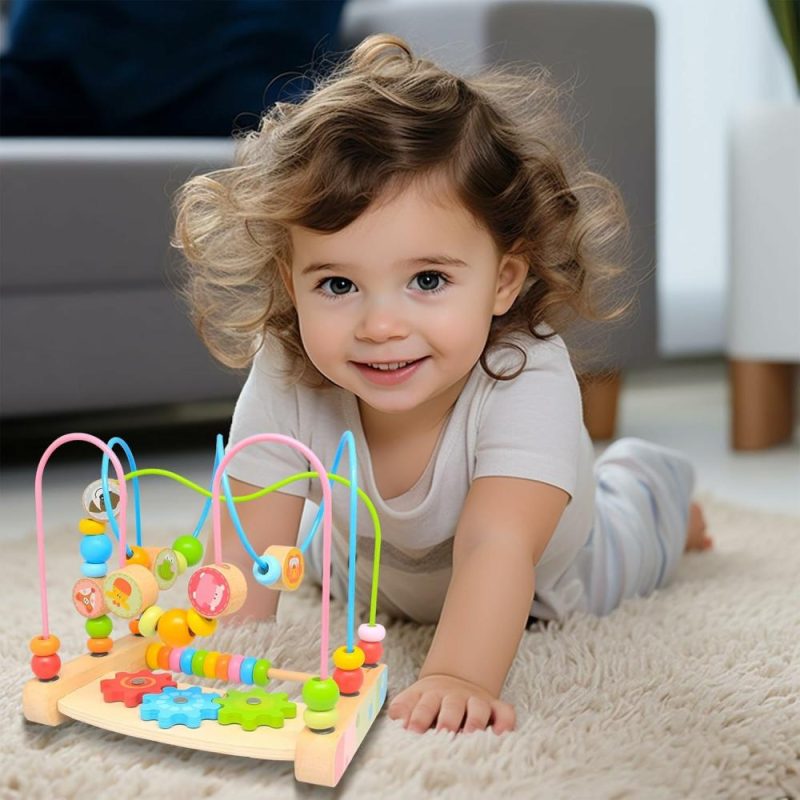 Labirinto di perle | Bead Maze per Bambini 6-12 Mesi, Abaco Educativo in Legno con Perline a Cerchio, Gioco di Attività a Carrozzone Colorato, Regalo Ideale per Bambini e Bambine Ragazzi e Bambine