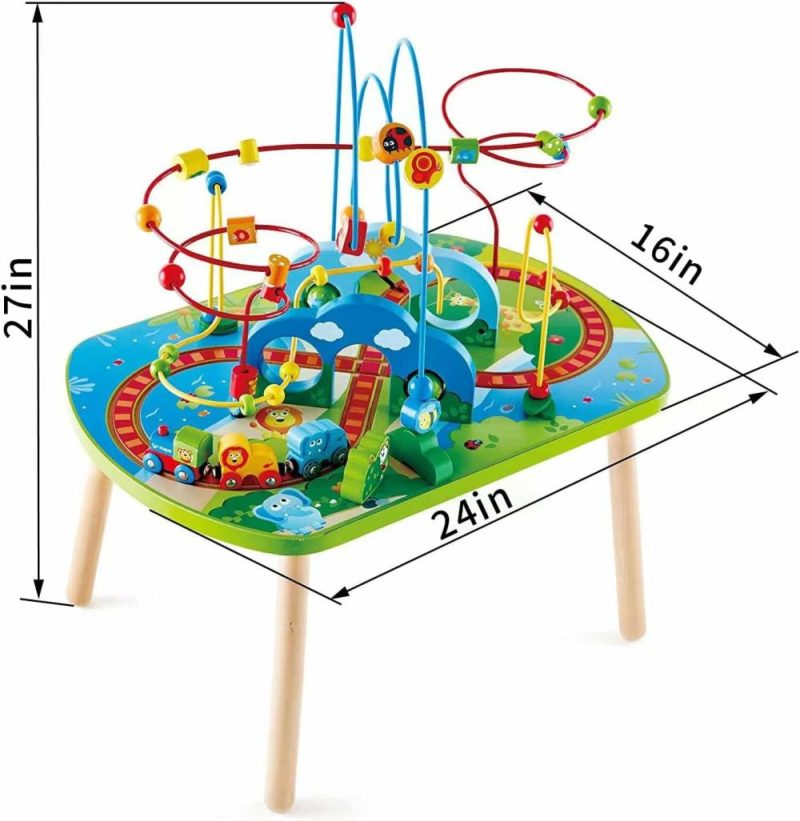 Labirinto di perle | E3824 Avventura nella Giungla Gioco da Tavolo in Legno con Labirinto di Perline e Treno da Gioco per Bambini da 18 Mesi in Su Multicolore 25.6″ L x 17.52″ L x 17.91″ H