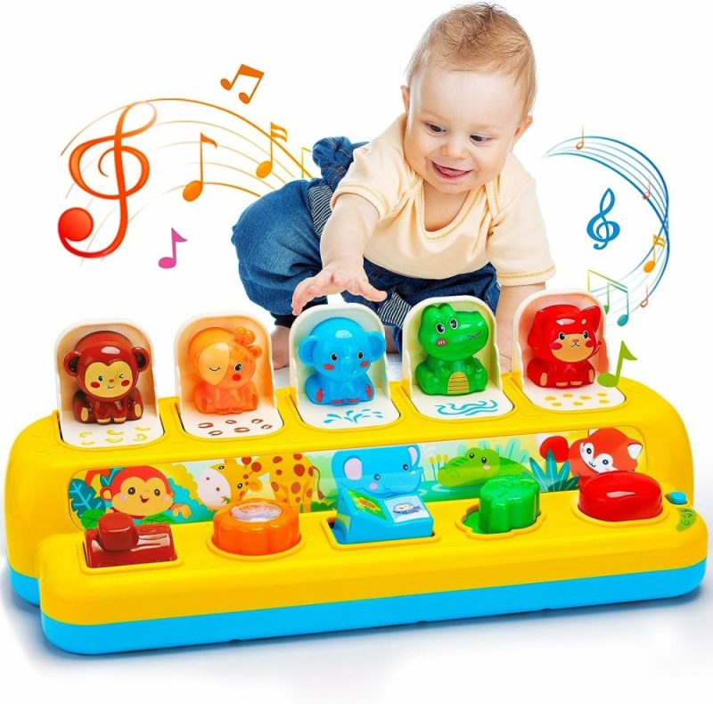 Oggetti musicali | Giocattoli Pop Up Interattivi Animali con Musica e Luce, Giocattoli Montessori Cause ed Effetti per Bambino di 1 Anno Bambina, Giocattoli Musicali per la Prima Infanzia di Apprendimento Precoce, Giocattoli STEM per Bambini di 9-12-18 Mesi, Regalo per Bambino di 1-2 Anni