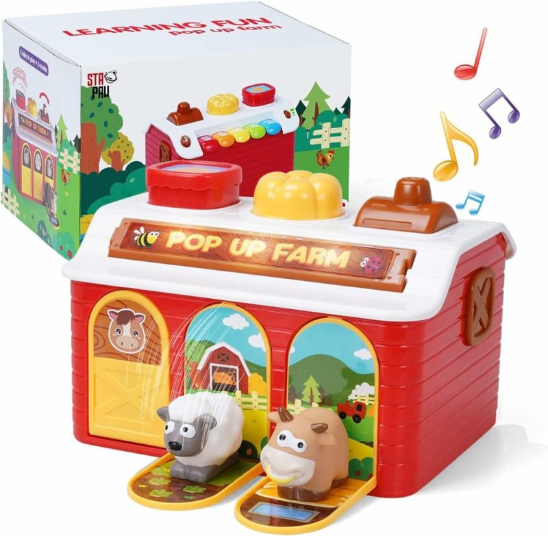 Oggetti musicali | Musical Baby Pop Up Toy With Piano Modes – Gioco a Pop Up Musicale con Modi di Pianoforte – Giocattoli a Effetto Causa-Effetto per Bambini 6-12 Mesi – Giocattoli a Pop Up di Animali da Fattoria per Bambini da 1 a 3 Anni – Uomini e Donne