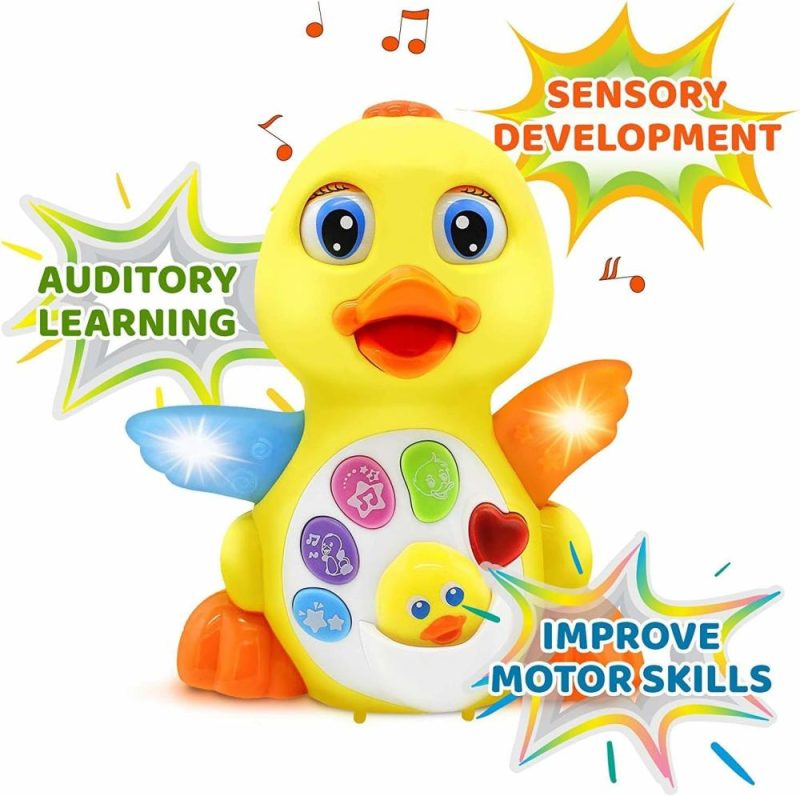 Oggetti musicali | Musical Dancing Duck Toy Walking Singing Yellow Ducky Moving Toys For Baby With Music & Led Lights For Toddlers Infant Learning Development