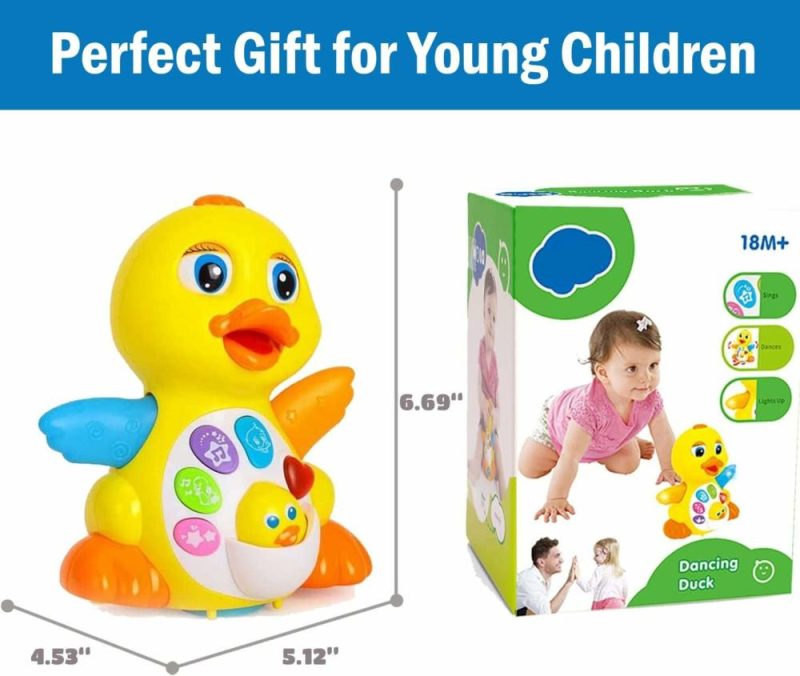 Oggetti musicali | Musical Dancing Duck Toy Walking Singing Yellow Ducky Moving Toys For Baby With Music & Led Lights For Toddlers Infant Learning Development