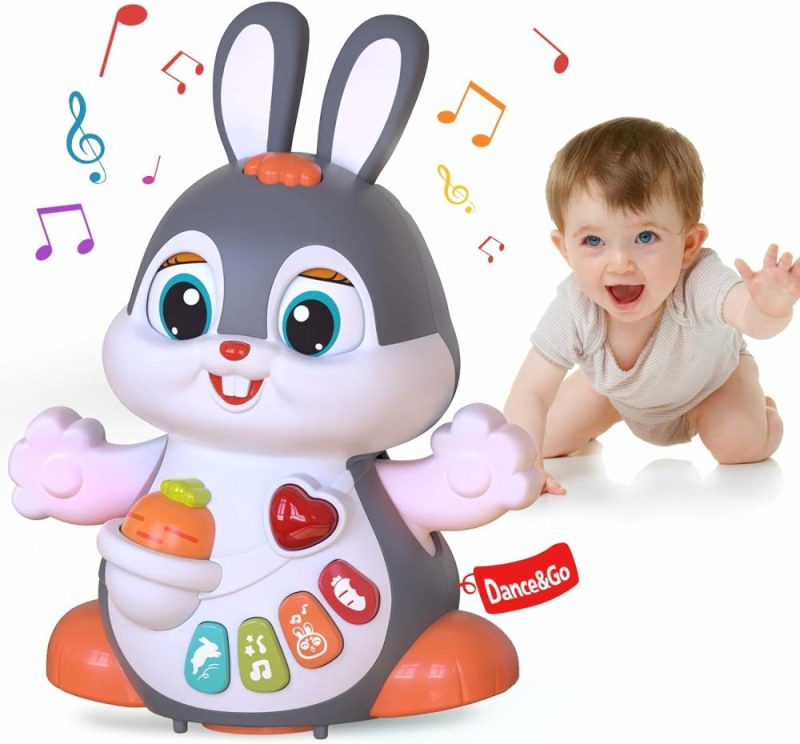 Oggetti musicali | Musical Rabbit Crawl Toys for Babies 6-12 Months, Dancing Music Light Baby Toys, Tummy Time Toy, Development Learning Toys for 6, 8, 9, 10, 12 Month Toddler, Birthday Gift for 1-2 Year Old Boy Girl