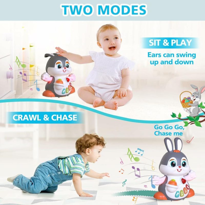 Oggetti musicali | Musical Rabbit Crawl Toys for Babies 6-12 Months, Dancing Music Light Baby Toys, Tummy Time Toy, Development Learning Toys for 6, 8, 9, 10, 12 Month Toddler, Birthday Gift for 1-2 Year Old Boy Girl