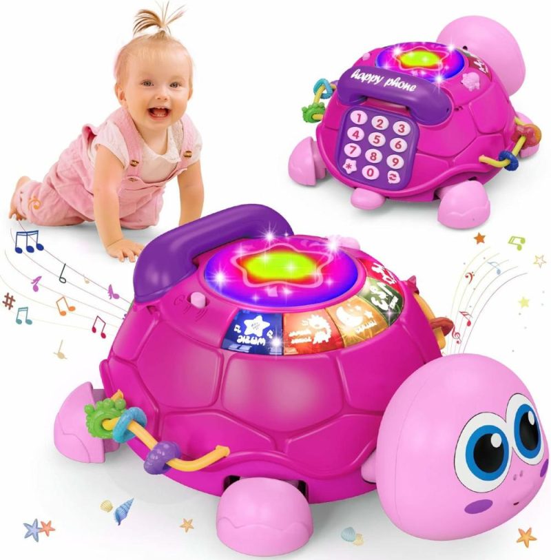 Oggetti musicali | Musical Turtle Crawler Toy Per 6-18 mesi, Gioco Educativo di Iniziazione per Bambini, Regalo Essenziale per Neonati 7-24 mesi (Rosa)