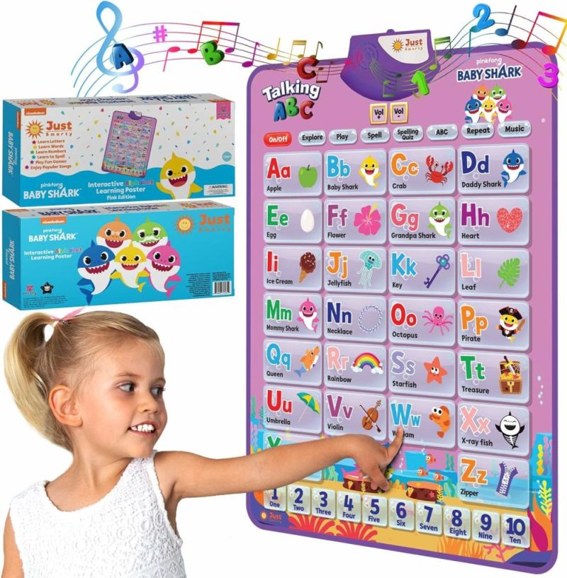 Oggetti musicali | Risorse di apprendimento alfabeto e numeri Pinkfong Babyshark per Bambine Pink Edition | Mattoncini musicali della canzone Baby Shark | Gioco di compleanno Baby Shark per 1 anno | Giocattoli Baby Shark per Bambini 1-3 | Giochi Baby Shark