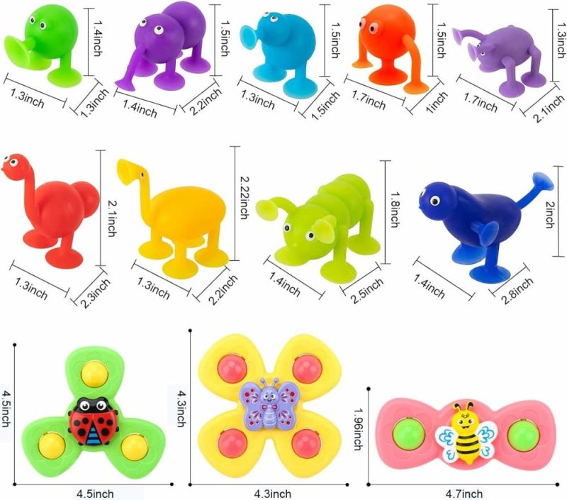 Pali a spirale | Sacchettino Rotante per Bambino: 12 Pezzi Giocattoli Sacchetti Adesivi Rotanti per Bambini 1-3 Giocattoli Sacchetti Adesivi – Giocattoli Aerei per Viaggio, Giocattoli Sensibili per Bagno dei Bambini, Regali di Natale e Compleanno per Bambini di 1 Anno