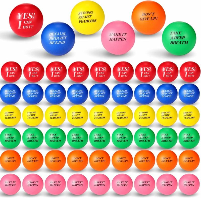 Palle | 72 Pcs Palline da Stress Motivazionali, Palline di Schiuma Colorate, Palline di Rilascio dello Stress Inpiratrici per Adulti e Bambini, Palline di Esercizio per le Mani, Palline di Ansia, Giochi da Distrazione per Motivare e Incoraggiare (Colori Vividi)