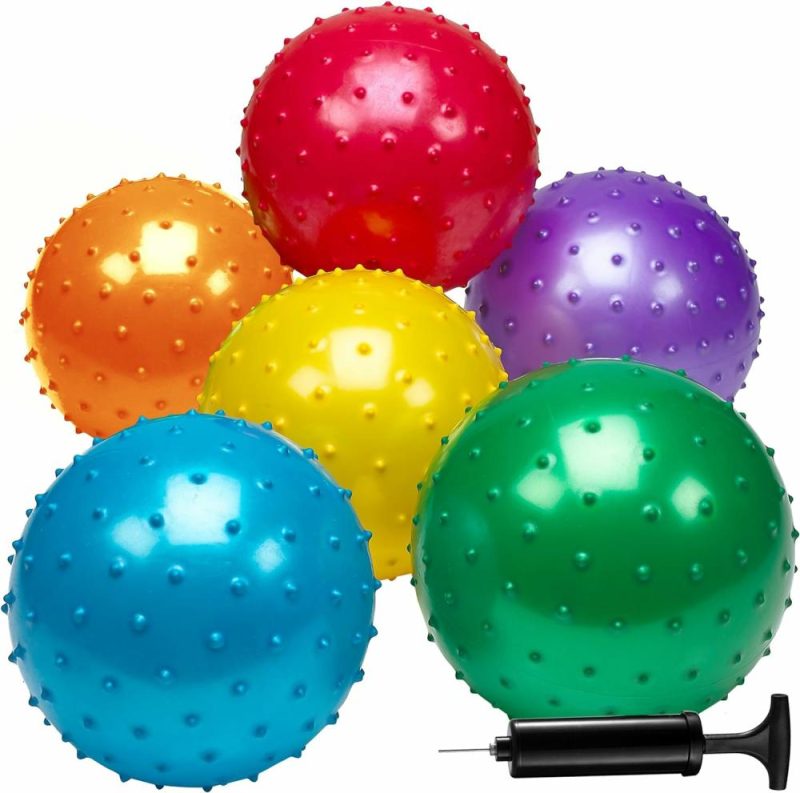 Palle di giocattolo | Palle Ruvide – (Confezione da 6) Palle Tattili da 7 Pollici e Palle da Massaggio con Punti con Pompa – Favors per Party Bouncy, Regali da Calze per Bambini e Bambini in Età Prescolare