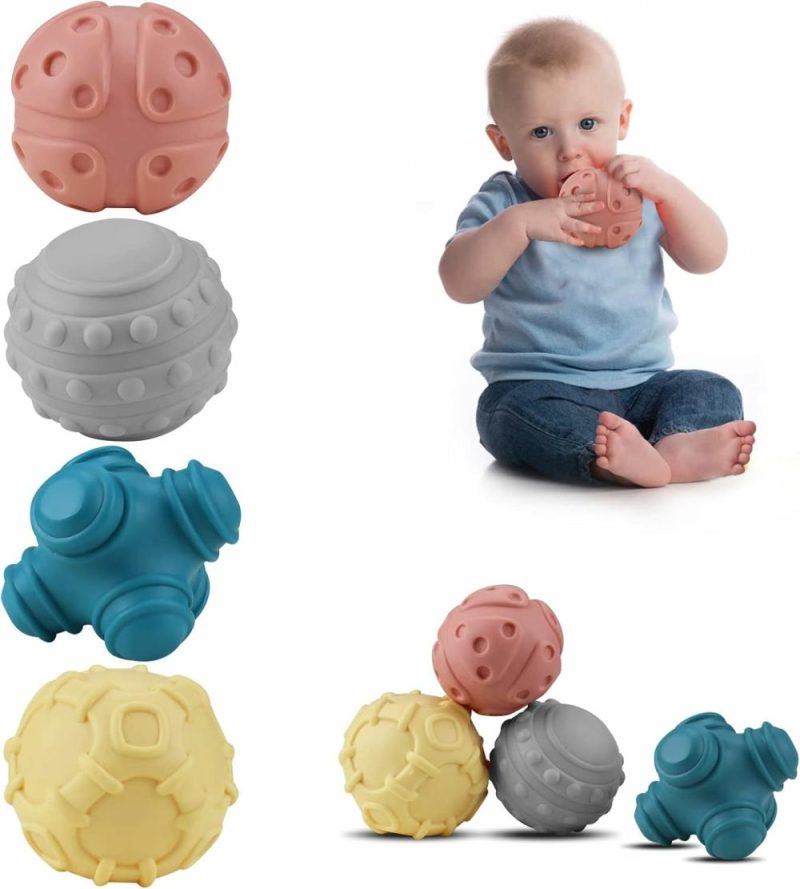 Palle | Set di Palle Morbide e Tridimensionali, Giocattoli Sensoriali, Palle per Suono e Bagno, Ideali per Giocattoli di Esplorazione Sensoriale per Bambini da 6+ Mesi (4Pz)