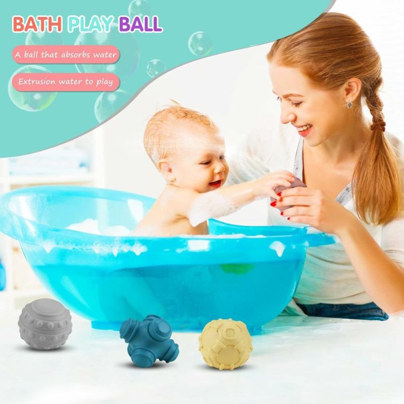 Palle | Set di Palle Morbide e Tridimensionali, Giocattoli Sensoriali, Palle per Suono e Bagno, Ideali per Giocattoli di Esplorazione Sensoriale per Bambini da 6+ Mesi (4Pz)