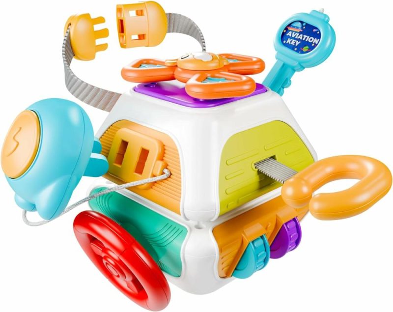 Pezzi Attivi | Baby Busy Board Cube Montessori Sensory Toys for Bambino 1-3 Anni, Accessorio per Passeggino in Aereo, Gioco per Viaggiare, Attività Educativi, Regalo di Compleanno per 6 9 12 18 Mesi, Bambino/Bambina di 1 2 Anni