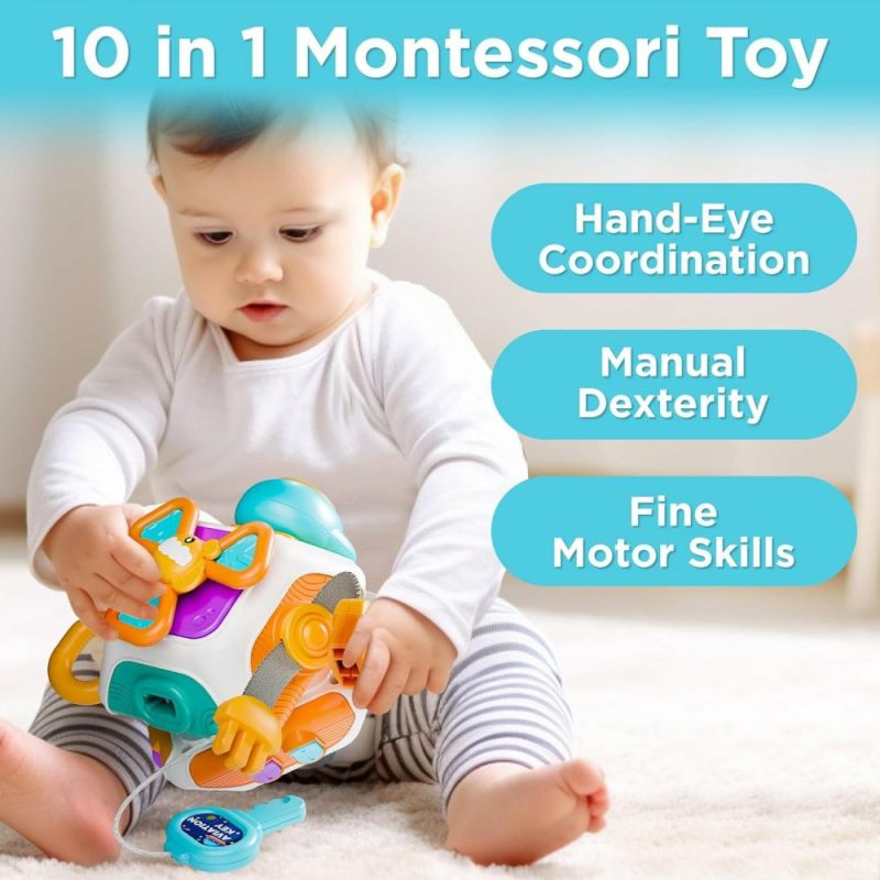 Pezzi Attivi | Baby Busy Board Cube Montessori Sensory Toys for Bambino 1-3 Anni, Accessorio per Passeggino in Aereo, Gioco per Viaggiare, Attività Educativi, Regalo di Compleanno per 6 9 12 18 Mesi, Bambino/Bambina di 1 2 Anni