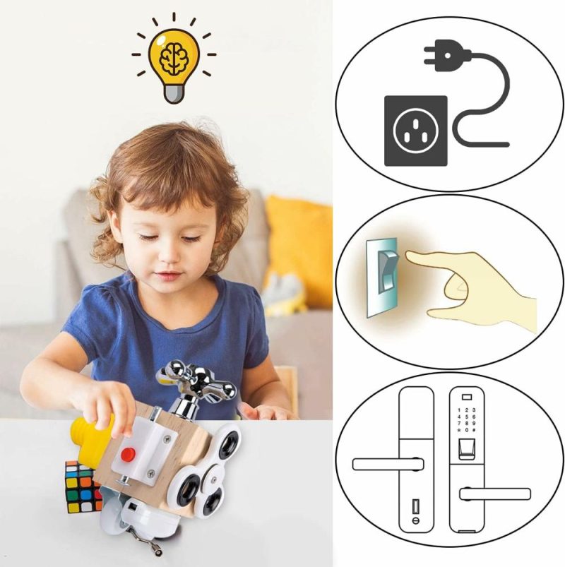 Pezzi Attivi | Busy Cube per Bambini Tavoletta Sensory Busy Board Gioco da Viaggio per Bambini 1-3 Anni – Ideale per Voli e Viaggi in Auto – Giocattoli Educativi Montessori per Bambini 18-36 Mesi