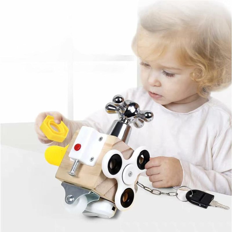 Pezzi Attivi | Busy Cube per Bambini Tavoletta Sensory Busy Board Gioco da Viaggio per Bambini 1-3 Anni – Ideale per Voli e Viaggi in Auto – Giocattoli Educativi Montessori per Bambini 18-36 Mesi