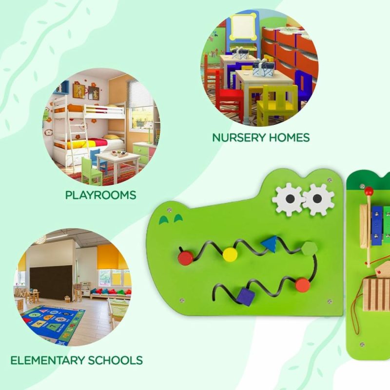 Pezzi Attivi | Crocodile Montessori Busy Board, Sensory Board, Giocattoli Educativi, Cubo Attività, Giocattoli da Muro, Mobili per Asilo, Mobili per Sala Gioco, Giocattoli Interattivi, Giocattoli di Legno, Giocattoli Didattici, Bambini e Bambine 6 M+