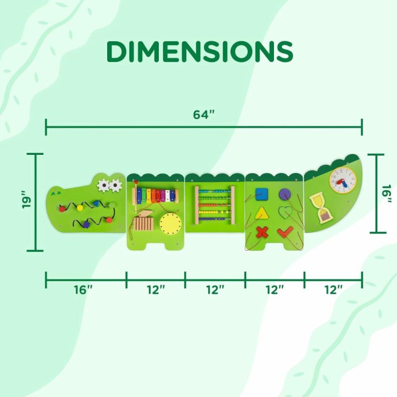 Pezzi Attivi | Crocodile Montessori Busy Board, Sensory Board, Giocattoli Educativi, Cubo Attività, Giocattoli da Muro, Mobili per Asilo, Mobili per Sala Gioco, Giocattoli Interattivi, Giocattoli di Legno, Giocattoli Didattici, Bambini e Bambine 6 M+