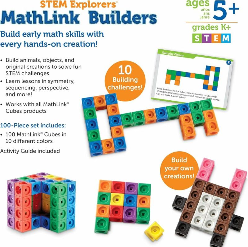 Pezzi Attivi | Esploratori delle Radici Matematiche Costruttori di Matlink – 100 Pezzi  Età 5+  Attività Stem per la Materna  Set di Attività Matematiche e Giochi per Bambini  Cubi di Connessione  Cubi di Linking