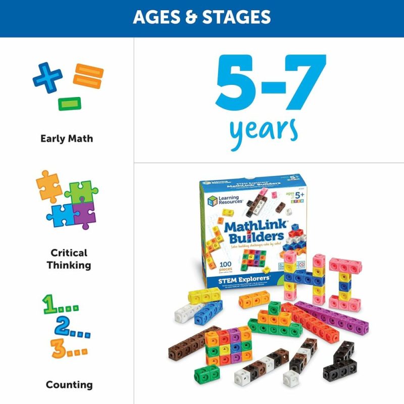 Pezzi Attivi | Esploratori delle Radici Matematiche Costruttori di Matlink – 100 Pezzi  Età 5+  Attività Stem per la Materna  Set di Attività Matematiche e Giochi per Bambini  Cubi di Connessione  Cubi di Linking