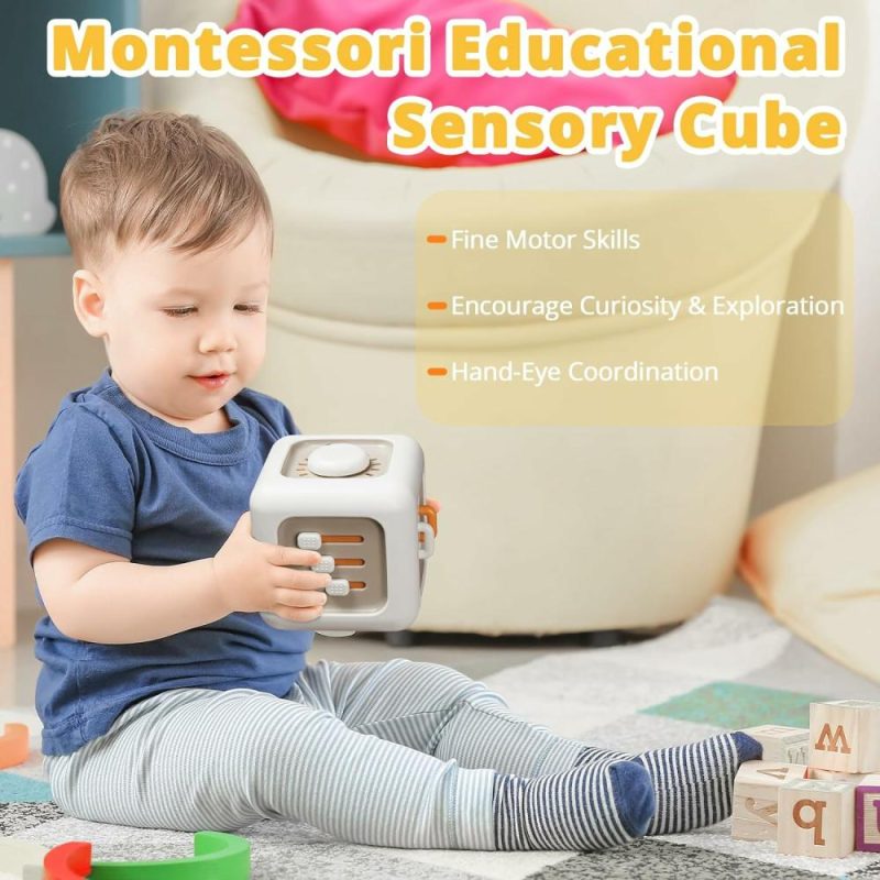 Pezzi Attivi | Giocattoli Sensoriali per Bambini da 1 a 3 anni | Giocattoli Montessori per Bambino di 1 Anno | Giocattolo da Viaggio per Bambino da 12 a 18 Mesi | Cubo Attività per Sviluppo della Mani | Regalo di Compleanno per Bambino di 1 Anno