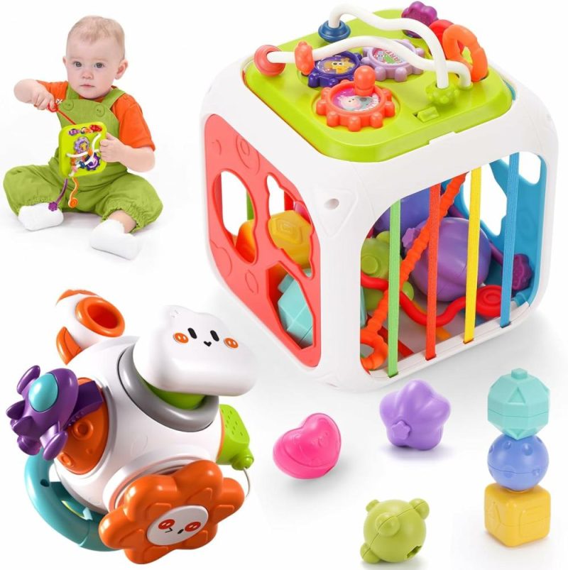 Pezzi Attivi | Gioco da Tavolo Montessori Attività Cubo Sensory Educational Toys For Bambini 1-3 Classificatore di Forme con Attività Tavoletta Attiva Cubo da Distrazione  Per Bambini 6 8 12 Mesi 2 3 4 Anni Ragazzi Ragazze Regalo di Compleanno