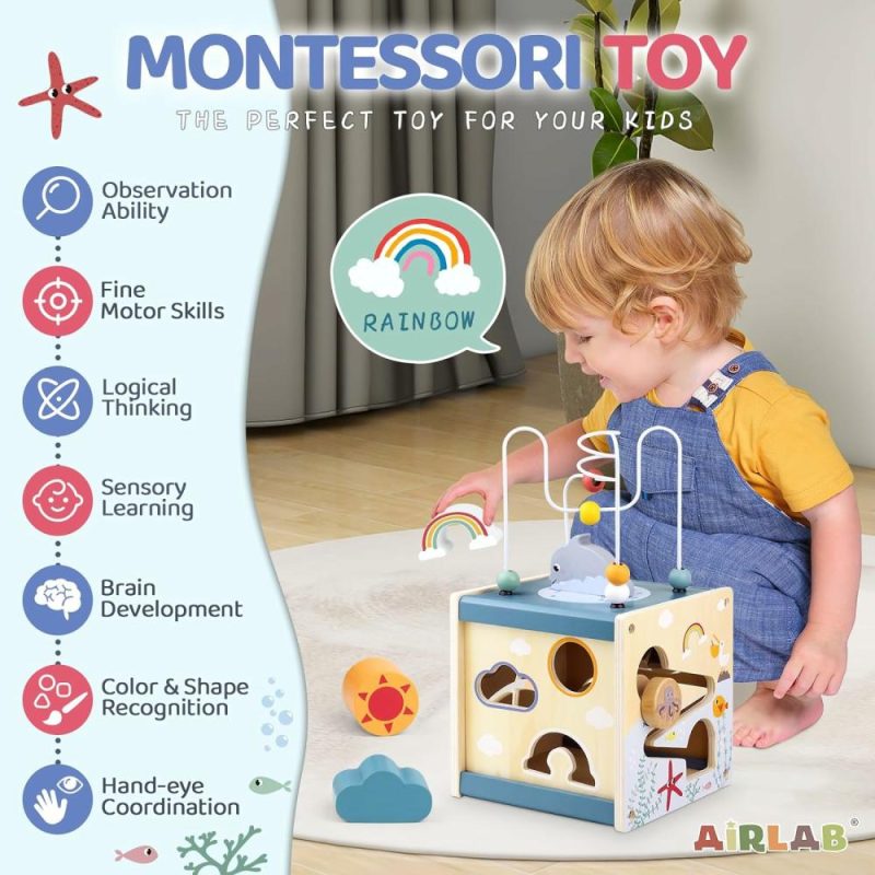 Pezzi Attivi | Puzzle di attività in legno Montessori per Bambini di 1 Anno 12 Mesi + Giocattoli di Apprendimento per Bambini 1-3 Anni Uomini Donne Bambino Sensibile Regalo Interattivo di Compleanno