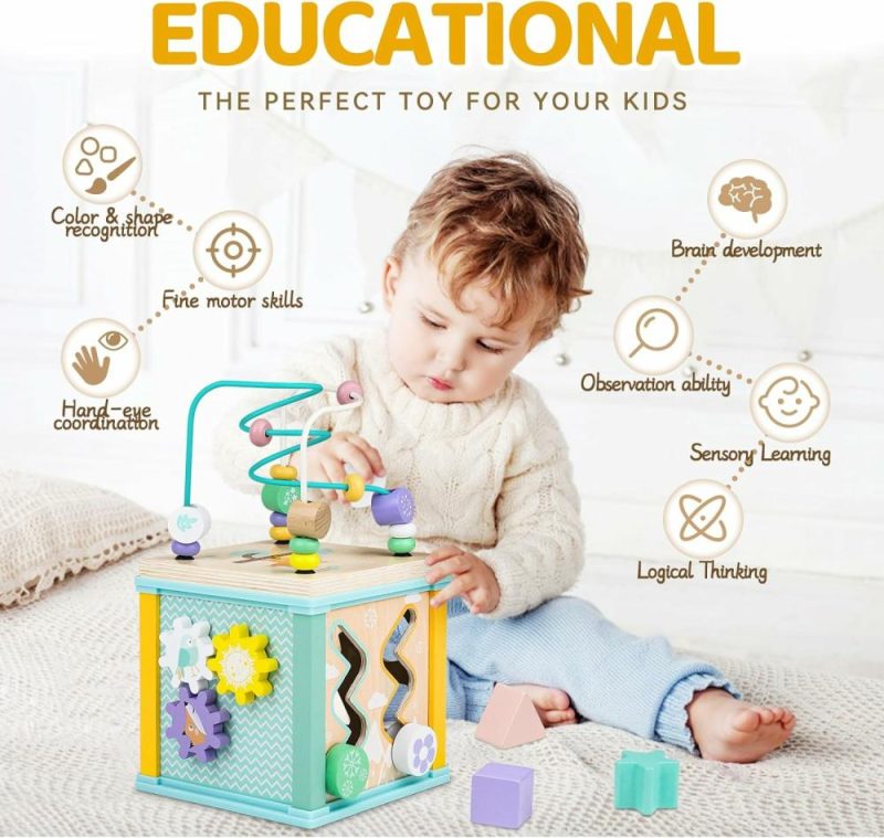 Pezzi Attivi | Puzzle educativo in legno Montessori, giochi per bambini di 1, 2, 3 anni, 12 mesi, regali per compleanno 1-3 anni, giochi per maschi e femmine, giocattoli interattivi sensoriali per la conoscenza.