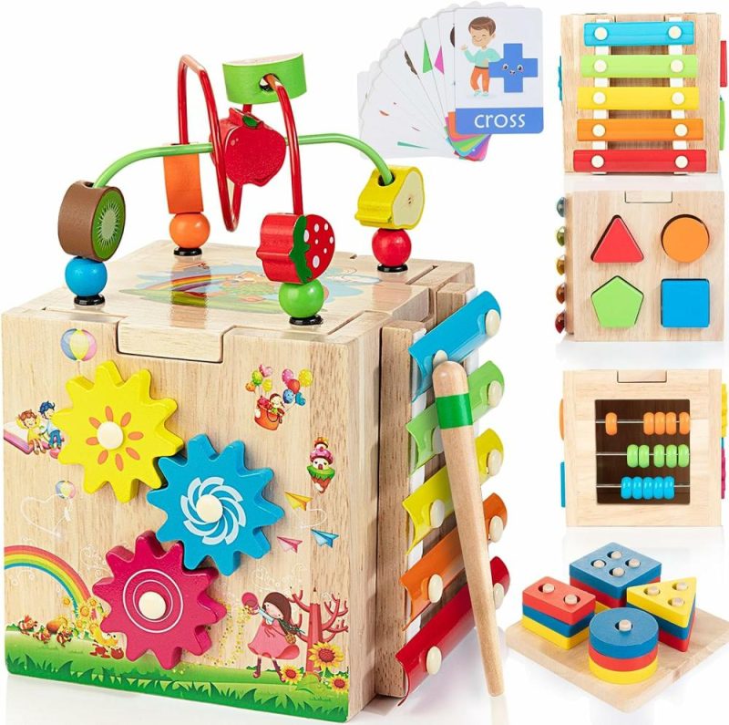 Pezzi Attivi | Puzzle in Legno | 8-in-1 Giochi Montessori Per Bambini da 1+ Anni  Regali di Primo Compleanno per Bambine e Bambini  Set di Giocattoli Educativi di Apprendimento per Bambini con Ingrandimento e Ordinamento Incluse