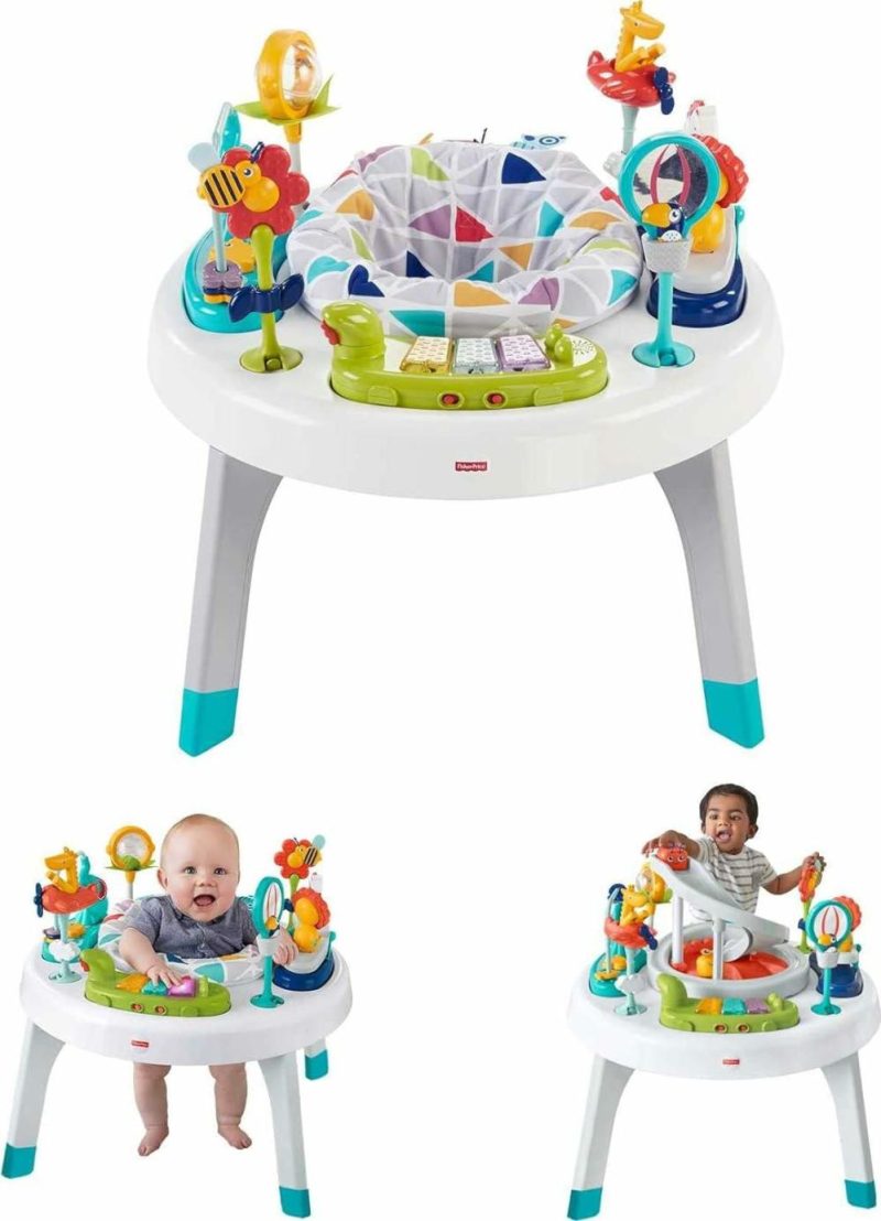 Pezzi Attivi | To toddler toy 2-in-1 sit-to-stand activity center with music lights and spiral ramp Spin ‘N Play Safari