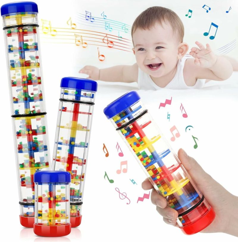 Rattle & Anelli Morbidi | 3 Pezzi Rainmaker Rain Stick Per Bambino Shaker Sensory Auditory Musical Instrument Rattle Tube Gioco Plastico Per Bambini e Bambine 4 Pollici 8 Pollici 12 Pollici Uno Per Ogni Dimensione