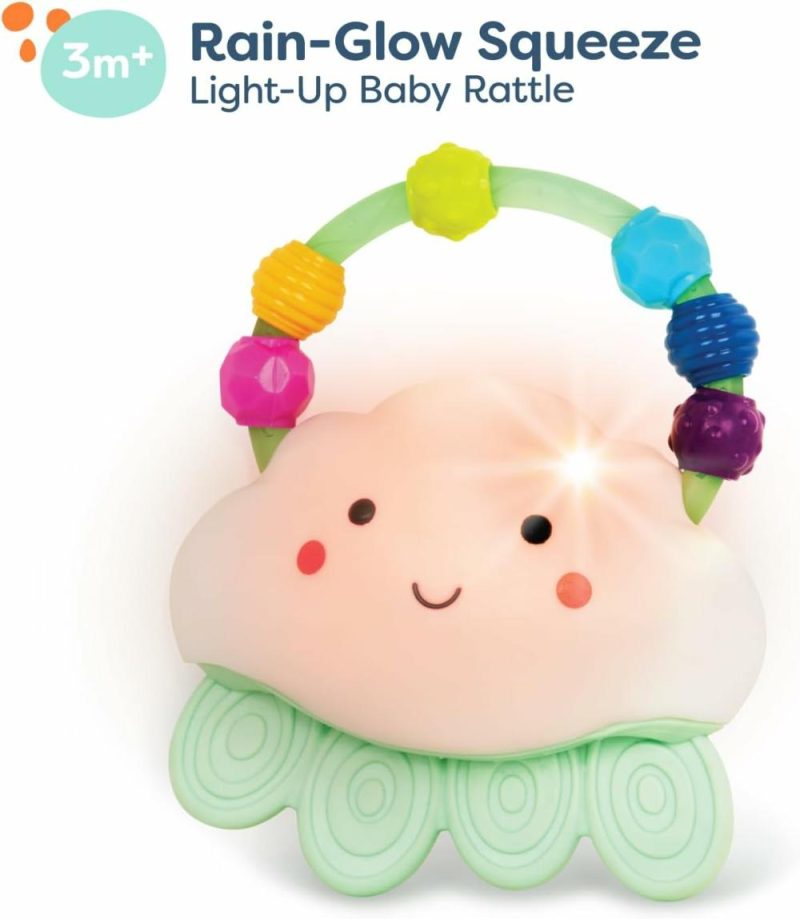 Rattle & Anelli Morbidi | – B. Baby – Baby Luci Nuvola Sonaglio – Rain-Glow Squeeze- Sonaglio da Sorretto per Bambini 3 Mesi +