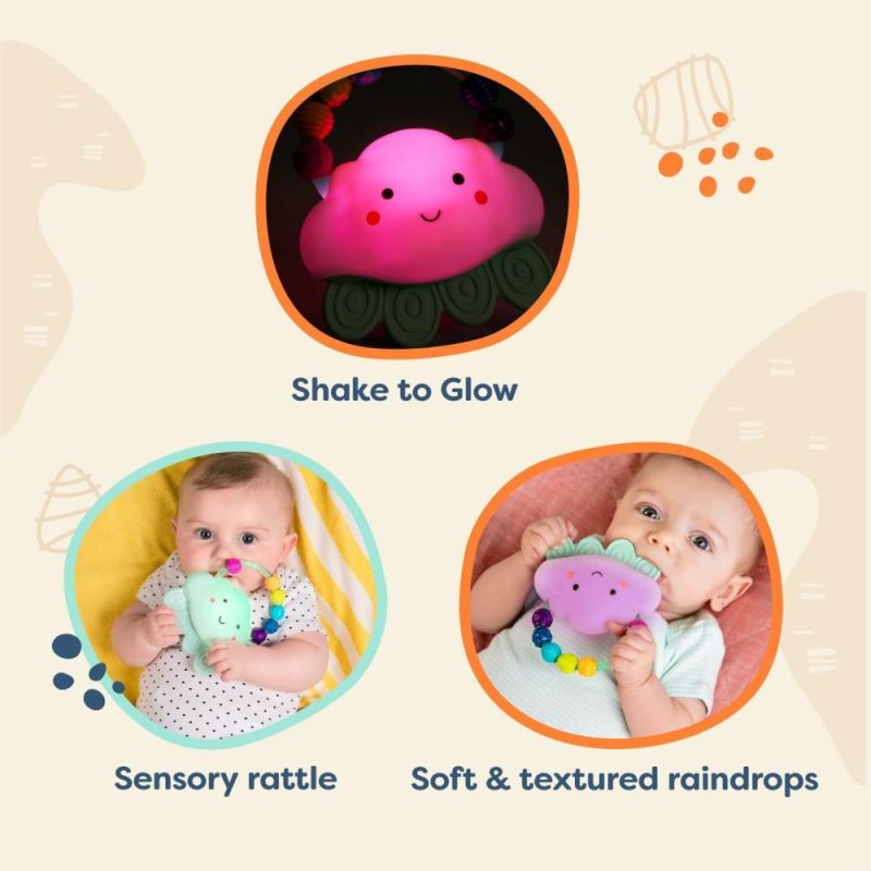 Rattle & Anelli Morbidi | – B. Baby – Baby Luci Nuvola Sonaglio – Rain-Glow Squeeze- Sonaglio da Sorretto per Bambini 3 Mesi +