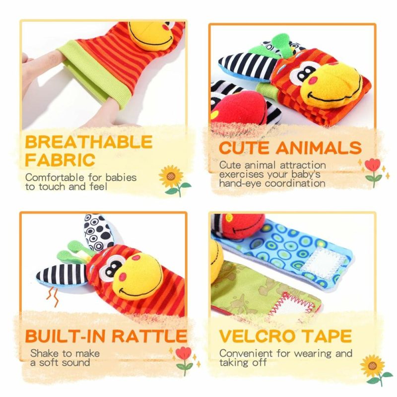 Rattle & Anelli Morbidi | Baby Braccialetti Sonori Calze Set  Calze Sonori per Neonati e Sonagli per Mani Neonato, Accessori Sensibili per Neonati 0-6 Mesi, Regali per Bambini 6-12 Mesi (Classici)