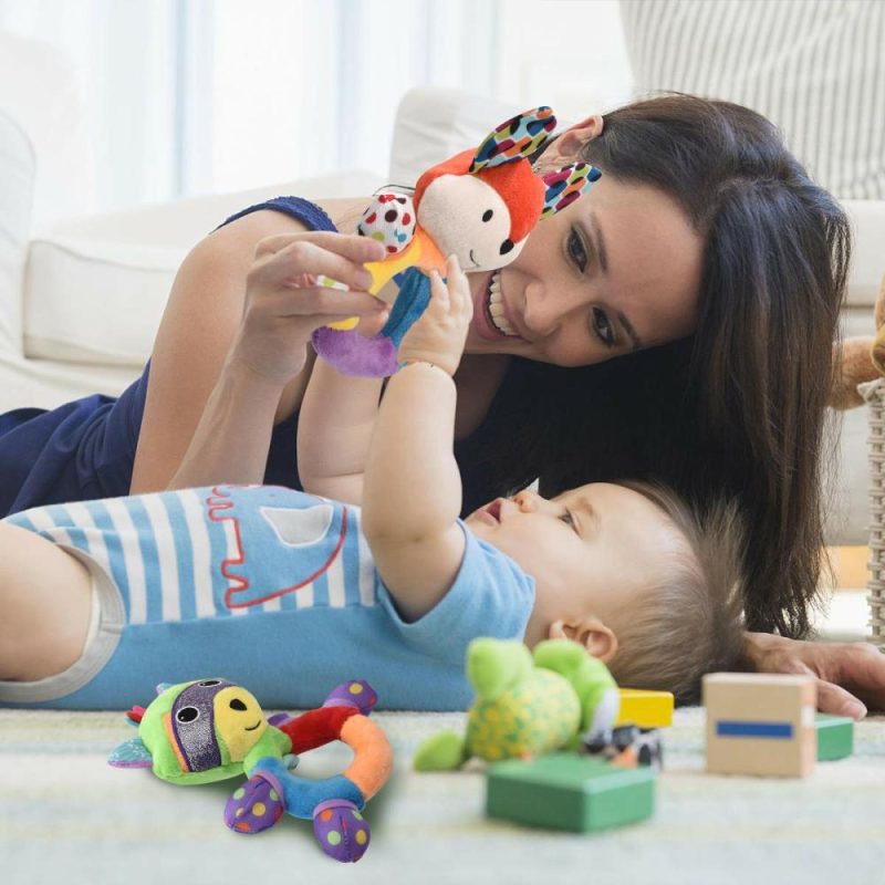 Rattle & Anelli Morbidi | Giocattoli Sonori per la dentizione, Gioco di Apprendimento per Bambini, Manina e Bambino, Giocattolo Morbido per Neonati, Campanella da Prendere, Battito, Accessori Sensibili per Viaggio, Adatto da 0 a 12 Mesi.