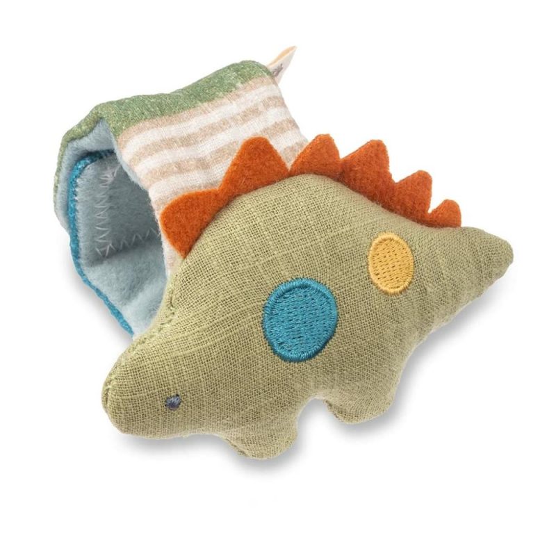 Rattle & Anelli Morbidi | Itzy Bitzy Rattle Braccialetto Sonaglio Portatile Per Bambini 0 Mesi E Più – Gioco Sonaglio con Fascia Tridimensionale Realizzato in Cotone Naturale (Dinosaurio)