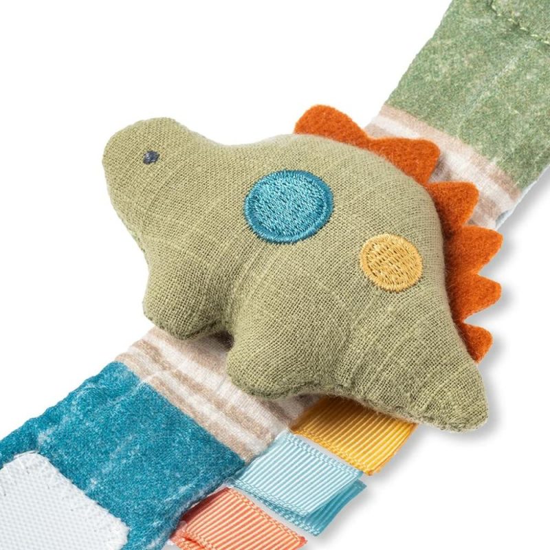 Rattle & Anelli Morbidi | Itzy Bitzy Rattle Braccialetto Sonaglio Portatile Per Bambini 0 Mesi E Più – Gioco Sonaglio con Fascia Tridimensionale Realizzato in Cotone Naturale (Dinosaurio)