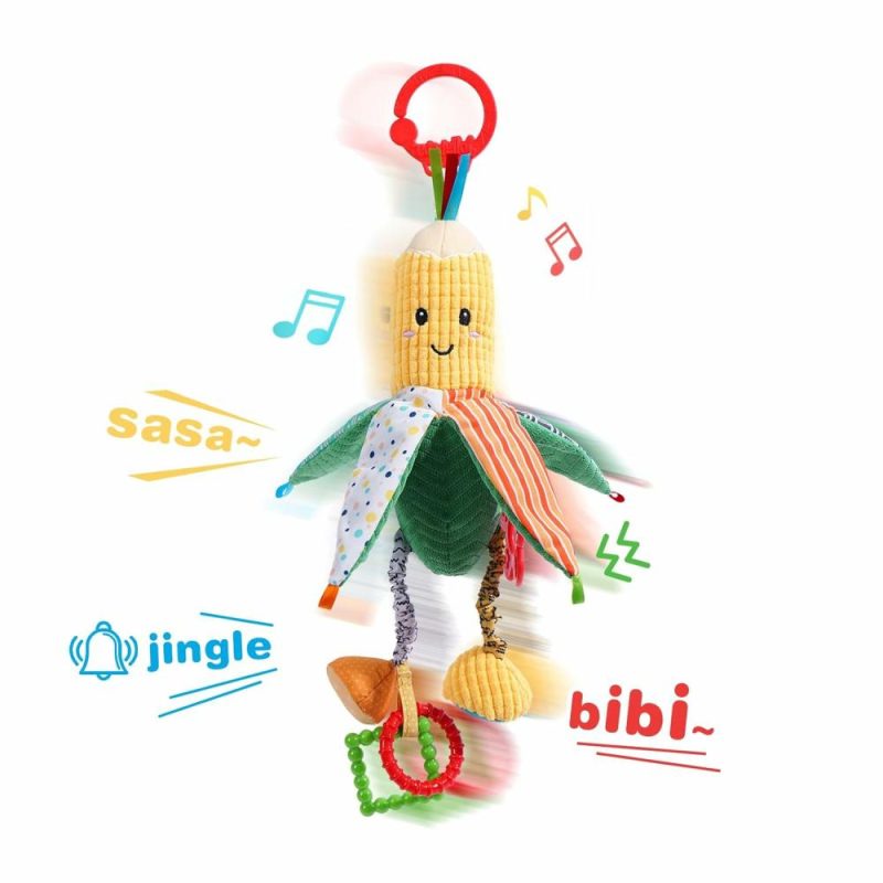 Rattle & Anelli Morbidi | Rattaux per Bambini, Giocattoli Sospesi per Sedie Auto, Culla, Passeggino, Palestra. Giocattoli Tattili Morbidi di Verdure Montessori per Bambini da 0 a 12 Mesi con Campanella, Clic Clic e Dentiera Nuovo Nato