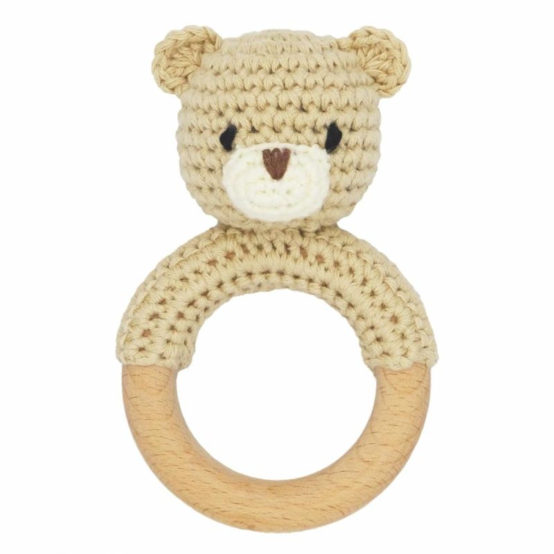 Rattle & Anelli Morbidi | Safari Animals Wooden Baby Rattle Toys Stuffed Crochet Rattle With Teether Ring For Newborn Beige Bear
Animali Safari Giocattolo di Succhiare in Legno con Succhietto Morbido e Rattle per Neonati, Orso Beige