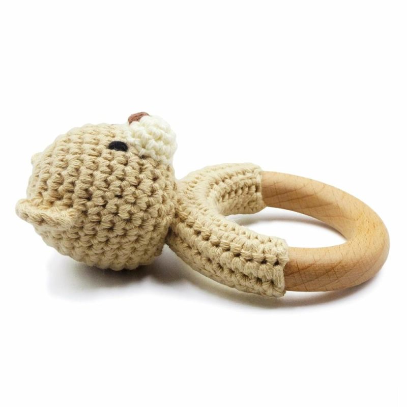 Rattle & Anelli Morbidi | Safari Animals Wooden Baby Rattle Toys Stuffed Crochet Rattle With Teether Ring For Newborn Beige Bear
Animali Safari Giocattolo di Succhiare in Legno con Succhietto Morbido e Rattle per Neonati, Orso Beige