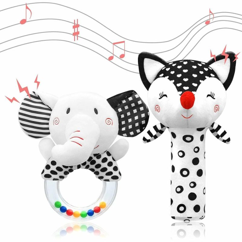 Rattle & Anelli Morbidi | Sonagli per Bambini 0-6 Mesi Giocattoli per Neonati Giocattoli per Bambini 0-6 Mesi Sonagli per Bambini 0-6 Mesi Giocattoli per Bambini 0-6 Mesi Sonagli a Contrasto Bianco e Nero per Neonati 0-3-6-9-12 Mesi Bambine Bambini