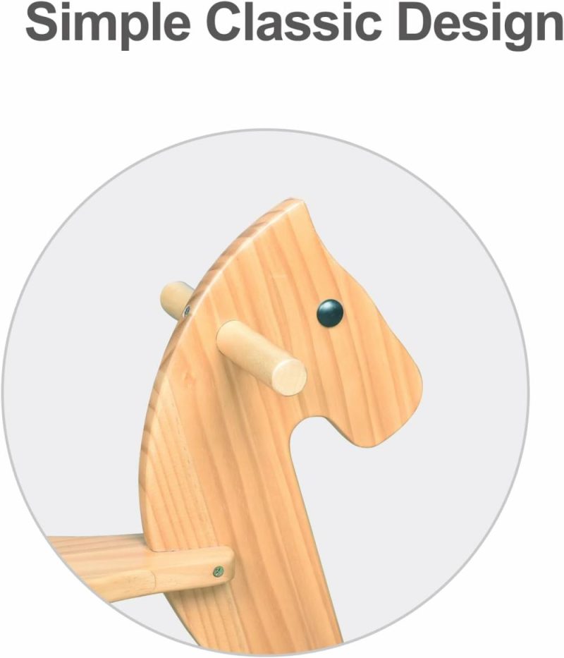 Rocking Horses & Animals | Cavallo a Dondolo in Legno Gioco su Due Piedi per Bambini Design Classico Cavallo a Dondolo con Pedale e Schienale Sicuro Manufatto Prezioso (Classico  Naturale)