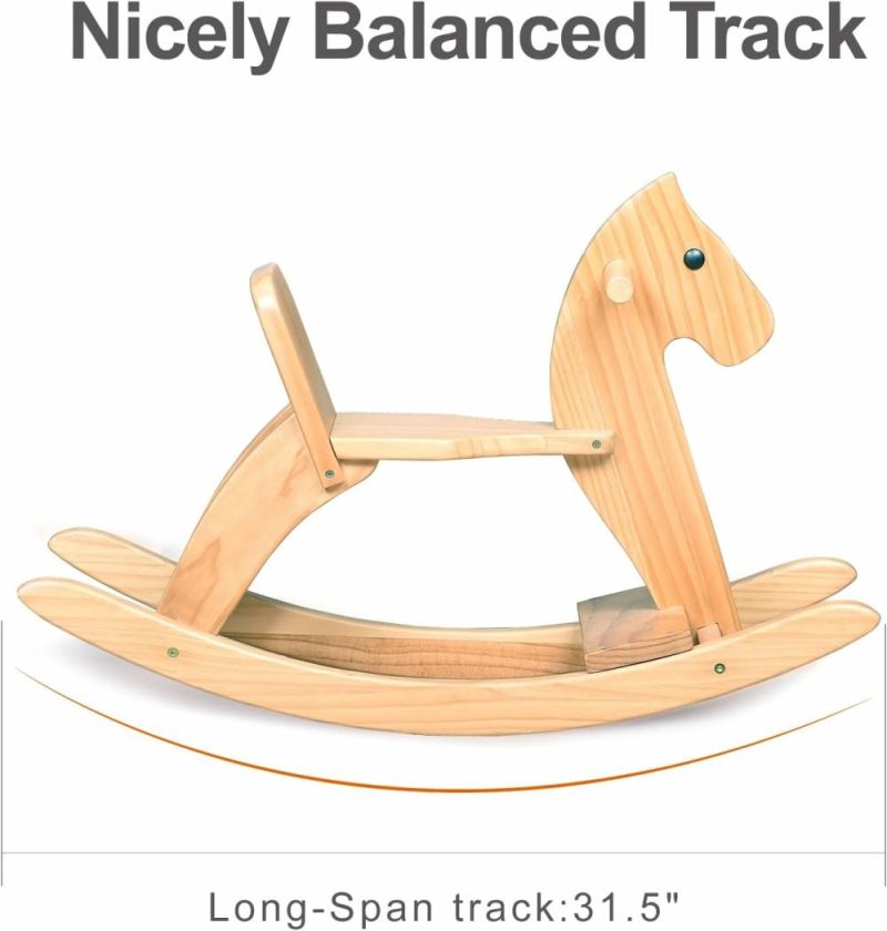 Rocking Horses & Animals | Cavallo a Dondolo in Legno Gioco su Due Piedi per Bambini Design Classico Cavallo a Dondolo con Pedale e Schienale Sicuro Manufatto Prezioso (Classico  Naturale)