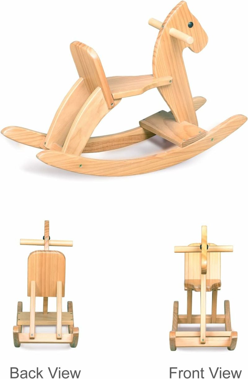 Rocking Horses & Animals | Cavallo a Dondolo in Legno Gioco su Due Piedi per Bambini Design Classico Cavallo a Dondolo con Pedale e Schienale Sicuro Manufatto Prezioso (Classico  Naturale)