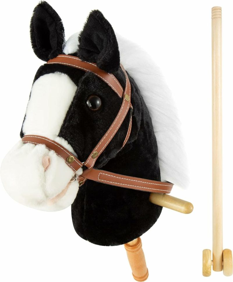 Stecche di Cavallo | 36” Stick da cavallo Morbido con testa cucita a mano, bastone solido di legno, suona il ghiozzo e il clacson-1