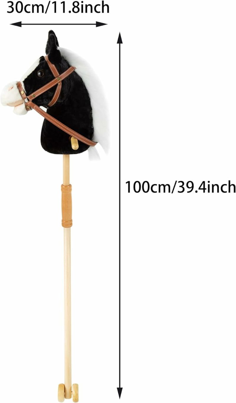 Stecche di Cavallo | 36” Stick da cavallo Morbido con testa cucita a mano, bastone solido di legno, suona il ghiozzo e il clacson-1