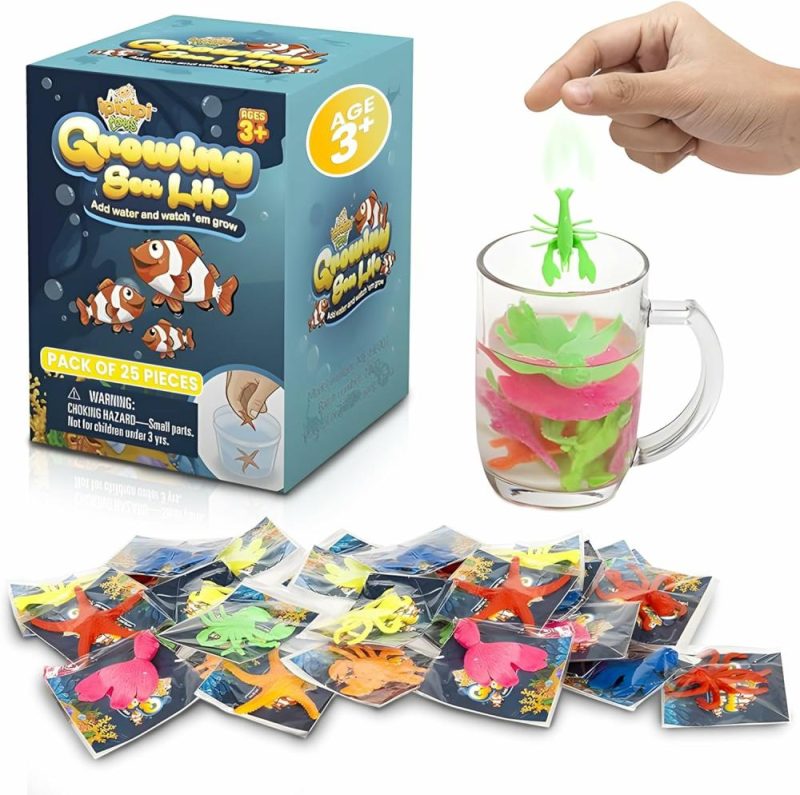 Sviluppo Iniziale e Giocattoli Attivi | Acquario Crescita Animali Giocattoli Bambini – 25 Pack Animali Crescenti In Acqua – Accessori Tematici Oceano Feste Sott’Acqua – Borse Buoni Regalo Compleanno – Filler Pignatta – Giocattoli Scuola Premio