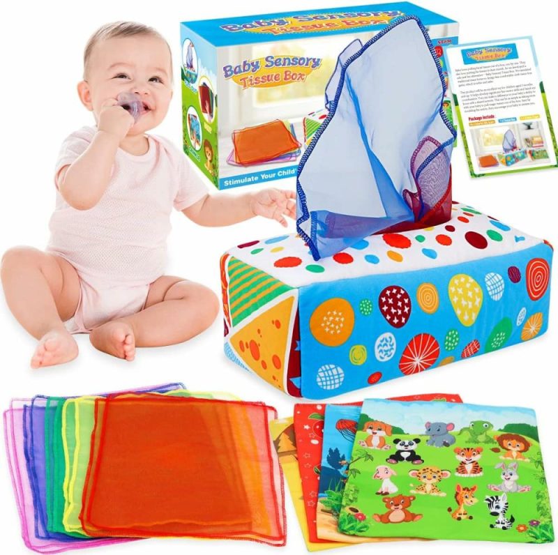 Sviluppo Iniziale e Giocattoli Attivi | Baby Toys 6-12 Mesi – Scatola di Tissue Box Giocattoli Montessori per Bambini 6-12 Mesi Giocattoli Morbidi con Suono per Neonati Giocattoli di Apprendimento Precoce per Bambini di 1 Anno Regali per Bambini maschi e femmine